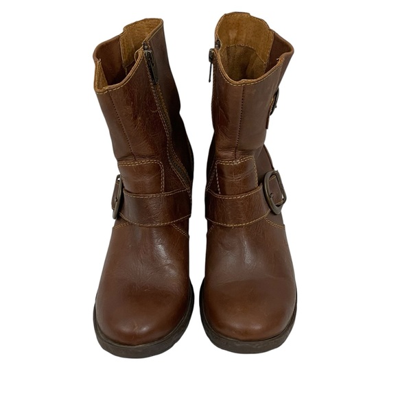 Born Galene Brown Leather Heel Ankle Boots - Picture 2 of 12